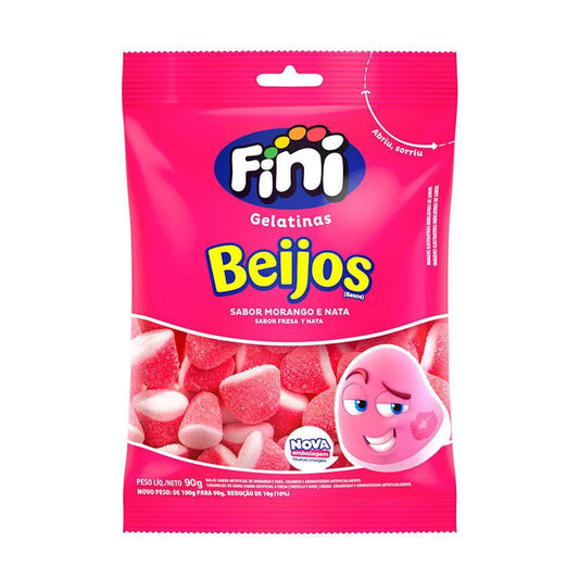 Fini Gelatinas Beijos Sabor Morango e Nata 80g image 0