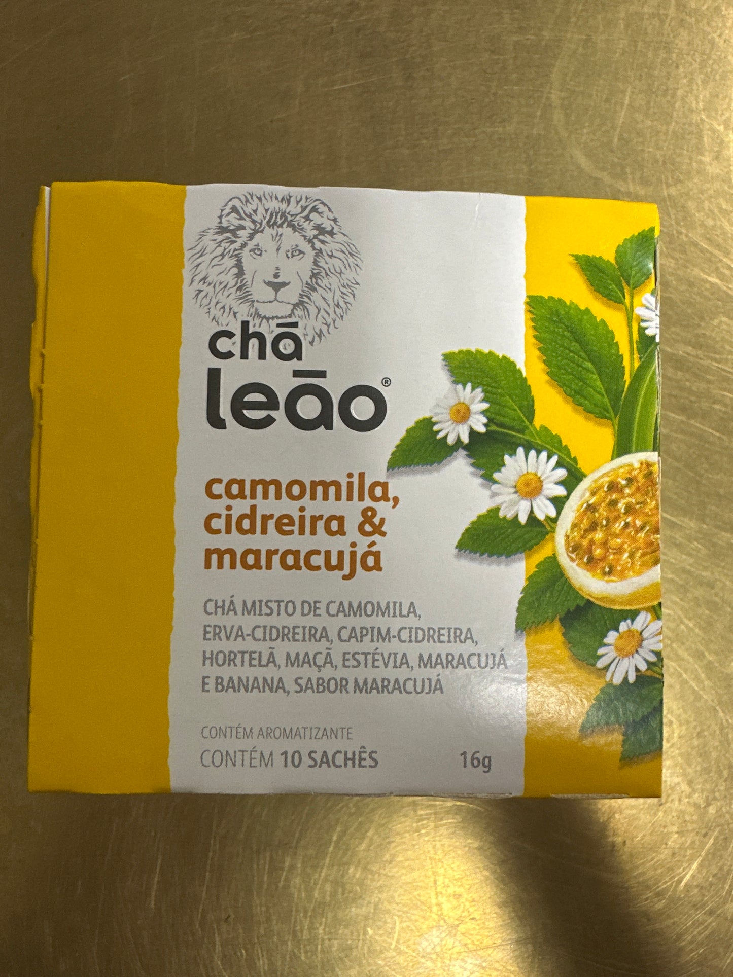 Leao camomila, cidreira e maracuja